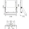 ZORIN Floodlight 150W dimensions